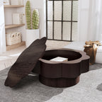 Calder storage coffee table in dark brown, in a living room